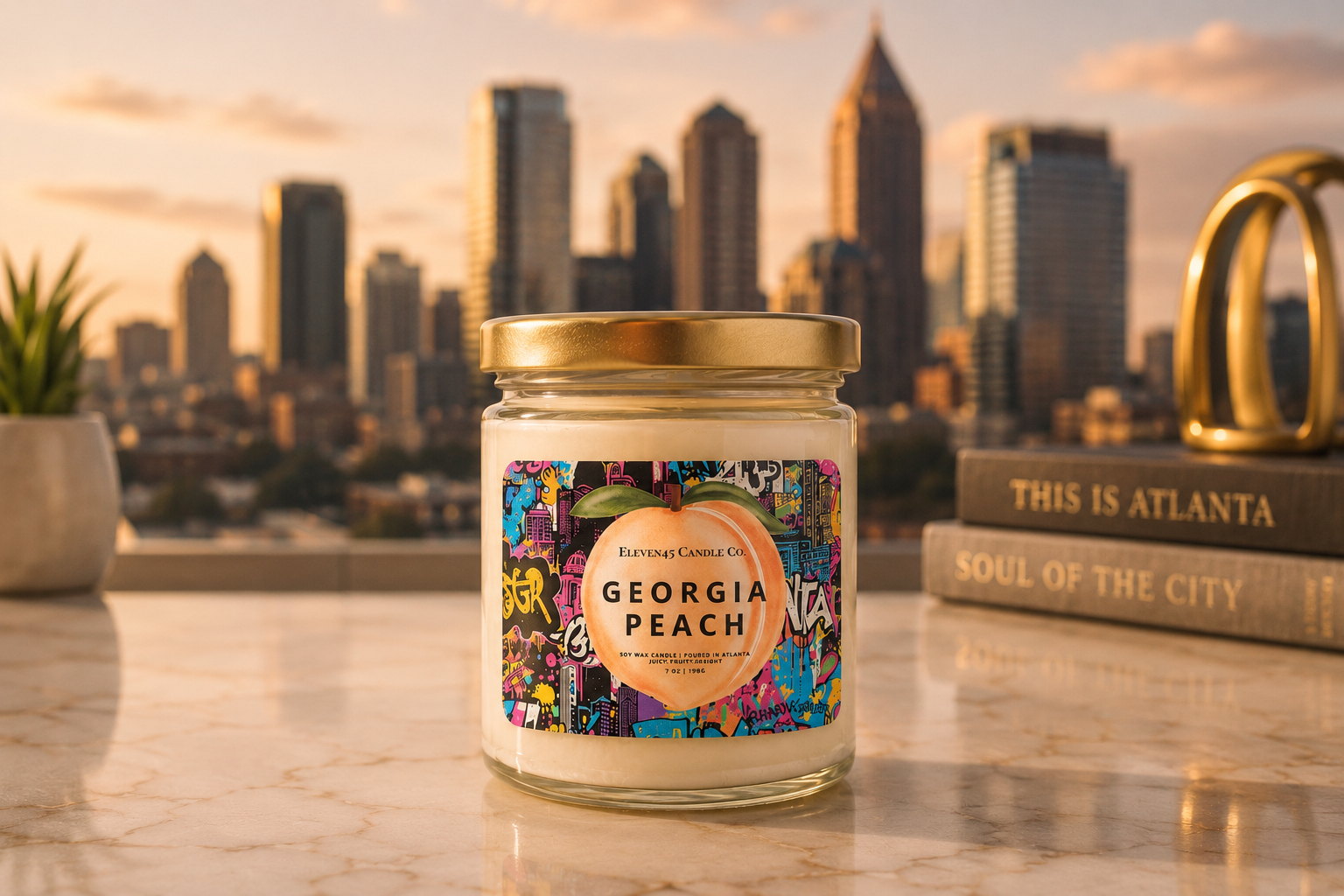 Atlanta Collection soy candle in a handcrafted concrete vessel